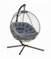 Outsunny PE Rattan Hanging Swing Chair w/ Stand & Cup Holder, Grey