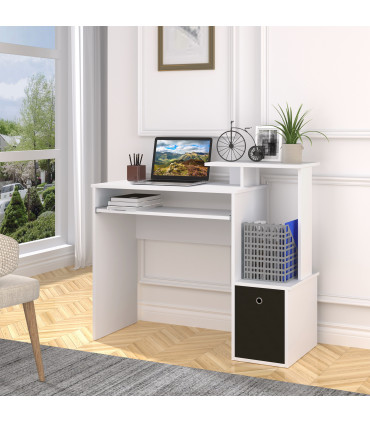 Computer Desk White Particle board 100cm x 40cm x 86.6cm Sliding Keyboard Tray