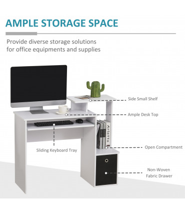 Computer Desk White Particle board 100cm x 40cm x 86.6cm Sliding Keyboard Tray