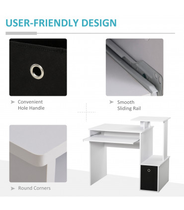 Computer Desk White Particle board 100cm x 40cm x 86.6cm Sliding Keyboard Tray