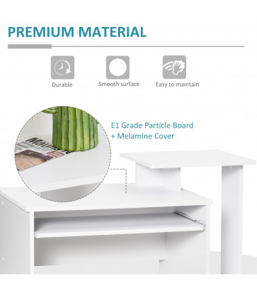 Computer Desk White Particle board 100cm x 40cm x 86.6cm Sliding Keyboard Tray
