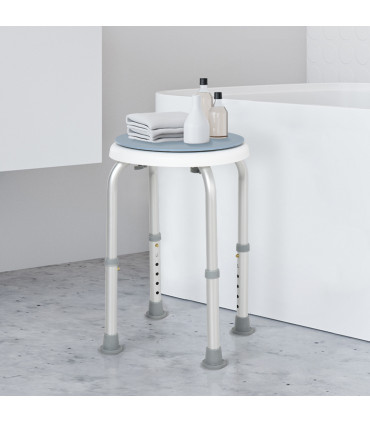 Shower Stool 360 Degree Swivel Seat Bath Adjustable Height Aluminium Blue