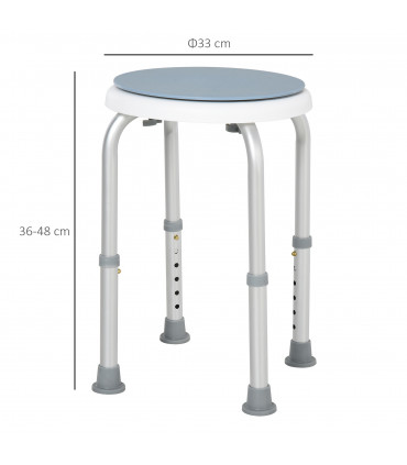 Shower Stool 360 Degree Swivel Seat Bath Adjustable Height Aluminium Blue