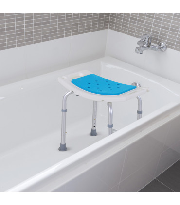 Bath Stool Aluminum Blue 39-52H x 52W x 39.5Dcm Adjustable Shower Chair Non-Slip