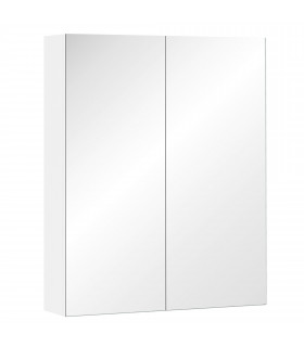 Mirror Cabinet White MDF 60x75cm Wall Mount Storage Organizer Adjustable