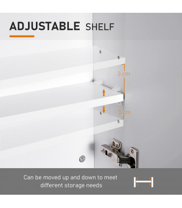 Mirror Cabinet White MDF 60x75cm Wall Mount Storage Organizer Adjustable