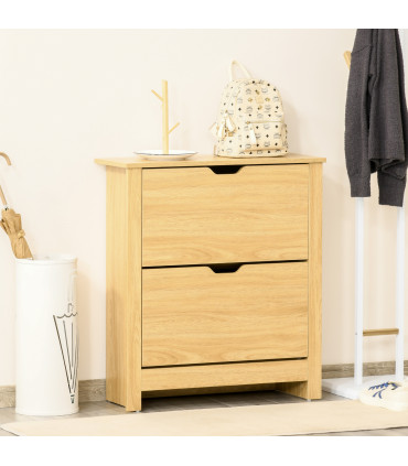 Shoe Storage Cabinet Brown Oak Tone Finish 12 Pairs 80H x 72L x 26Dcm