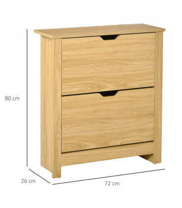 Shoe Storage Cabinet Brown Oak Tone Finish 12 Pairs 80H x 72L x 26Dcm