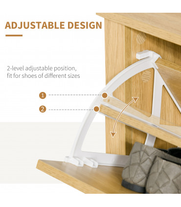 Shoe Storage Cabinet Brown Oak Tone Finish 12 Pairs 80H x 72L x 26Dcm