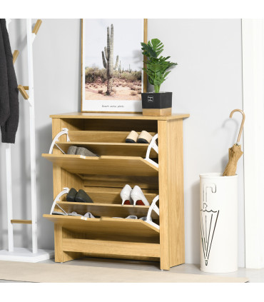 Shoe Storage Cabinet Brown Oak Tone Finish 12 Pairs 80H x 72L x 26Dcm