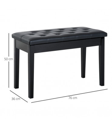 Classic Digital Keyboard Piano Bench Makeup Padded Seat Stool Solid Wood Black