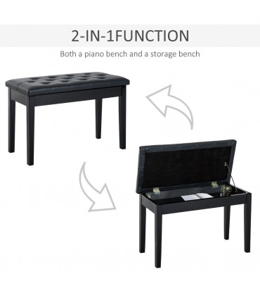Classic Digital Keyboard Piano Bench Makeup Padded Seat Stool Solid Wood Black