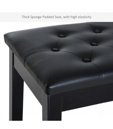 Classic Digital Keyboard Piano Bench Makeup Padded Seat Stool Solid Wood Black