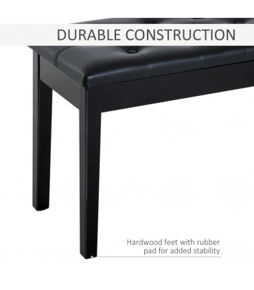 Classic Digital Keyboard Piano Bench Makeup Padded Seat Stool Solid Wood Black
