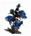 Artificial Flowers Spray Blue Peony 55cm - 4 Flowers 3 Buds - Home Decor