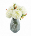 Glass Vase 50cm Grey with Artificial Chrysanthemums - Complete Pack Home Decor