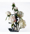 Artificial Flowers Spray 55cm Cream Peony - 4 Flowers 3 Buds - Hessian Bound