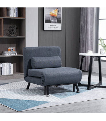 Faux Suede 5-Position Futon Single Sofa Bed Black