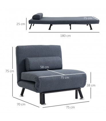 Faux Suede 5-Position Futon Single Sofa Bed Black