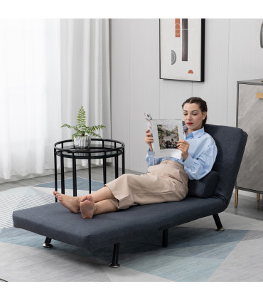 Faux Suede 5-Position Futon Single Sofa Bed Black