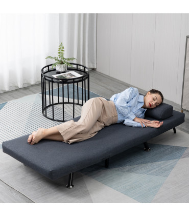 Faux Suede 5-Position Futon Single Sofa Bed Black