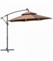 3m Cantilever Banana Parasol Double Roof, LED Solar lights, Crank,