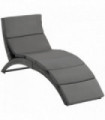 Rattan Sun Lounger Grey 156cm x 59cm x 78cm Garden Patio Wicker Folding Cushion