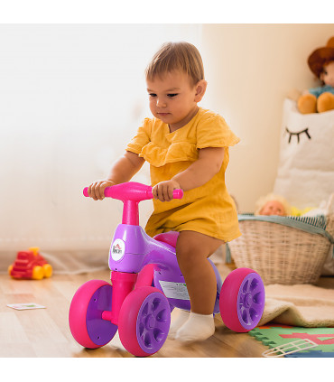 Baby Balance Bike Toddler Safe Training 4 Wheels Storage Bin Violet