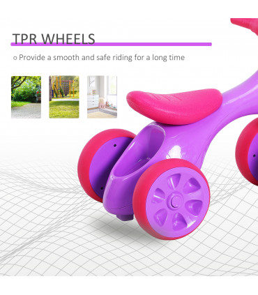 Baby Balance Bike Toddler Safe Training 4 Wheels Storage Bin Violet