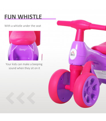 Baby Balance Bike Toddler Safe Training 4 Wheels Storage Bin Violet