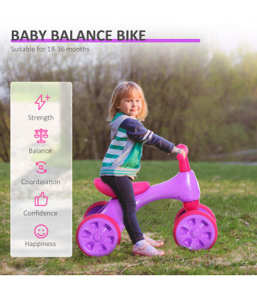 Baby Balance Bike Toddler Safe Training 4 Wheels Storage Bin Violet