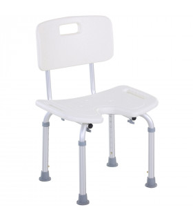 Shower Bath Stool Spa Chair Aluminium White 71-83.5H x 48W x 42Dcm