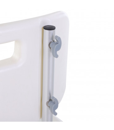 Shower Bath Stool Spa Chair Aluminium White 71-83.5H x 48W x 42Dcm