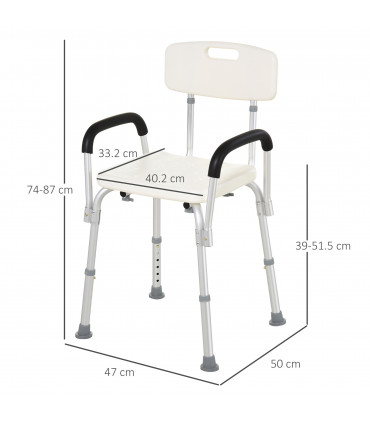 Light Weight Aluminum Shower Bench Portable Lift Chair Back & Armrest HOMCOM