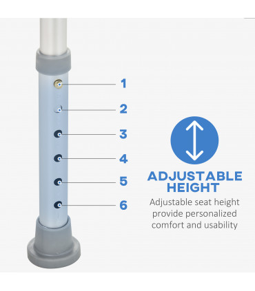 Light Weight Aluminum Shower Bench Portable Lift Chair Back & Armrest HOMCOM