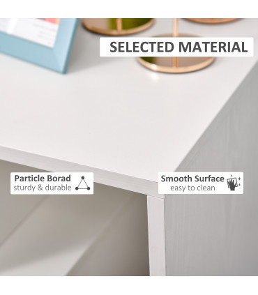 Side End Table White Particle Board 55H x 45L x 40Wcm 3-Tier Open Shelves