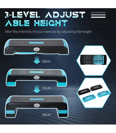 Aerobic Step Three-Level Adjustable Exercise Stepper for Home, Office HOMCOM