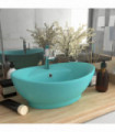 vidaXL Luxury Basin Overflow Oval Matt Light Green 58.5x39 cm Ceramic
