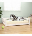 Dog Bed White 105.5x75.5x28 cm Solid Wood Pine