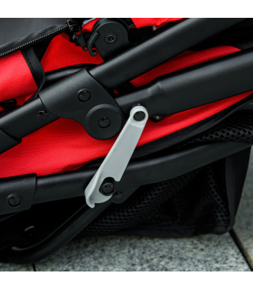 Foldable Pet Stroller Jogger w/ Canopy, Three Wheels, for Medium Dogs - Red