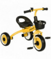 Kids Tricycle Yellow 10" front 8" rear EVA wheels Adjustable Seat Basket