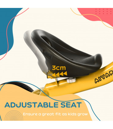 Kids Tricycle Yellow 10" front 8" rear EVA wheels Adjustable Seat Basket