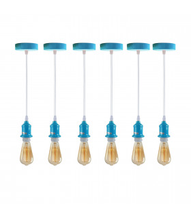Pendant light 6 Pack Industrial Blue Holder Fitting Set With PVC Cable