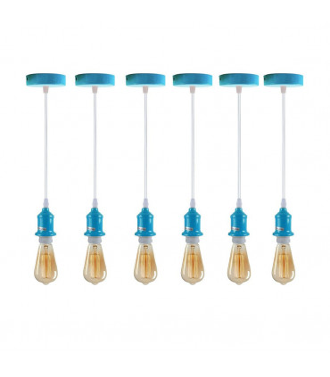 Pendant light 6 Pack Industrial Blue Holder Fitting Set With PVC Cable