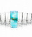 6 Highball Royal Whisky Diamond Cut Transparent Whiskey Glasses