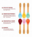 6 Pieces Bamboo and Silicone Spoon Set for Baby/Toddler Weaning