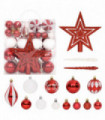 64 Piece Christmas Bauble Set Red and White