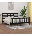 Bed Frame Black Solid Wood Pine 200x200 cm