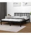 Bed Frame Black Solid Wood Pine 200x200 cm
