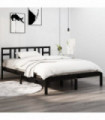 Bed Frame Black Solid Wood 140x190 cm